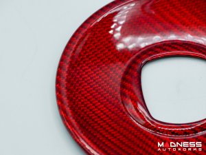 FIAT 500 Steering Wheel Trim - Carbon Fiber - Airbag Center - Large Outer Cover - Red Pearl Finish